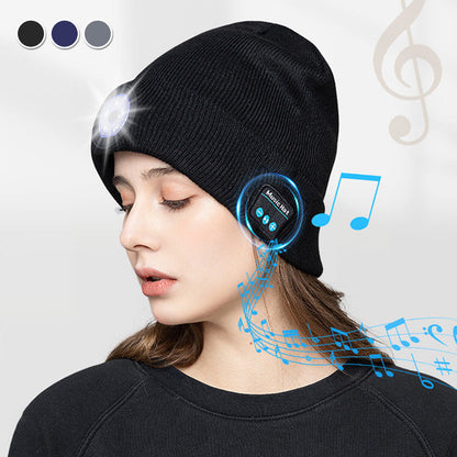 🧢 50% OFF NOW! 🔥Peel-Off LED Headlamp Bluetooth Headset Knit Cap