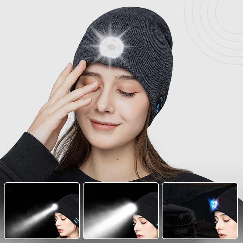 🧢 50% OFF NOW! 🔥Peel-Off LED Headlamp Bluetooth Headset Knit Cap