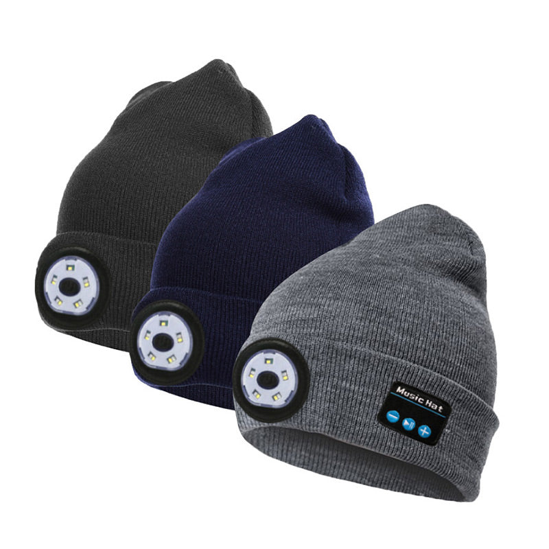 🧢 50% OFF NOW! 🔥Peel-Off LED Headlamp Bluetooth Headset Knit Cap