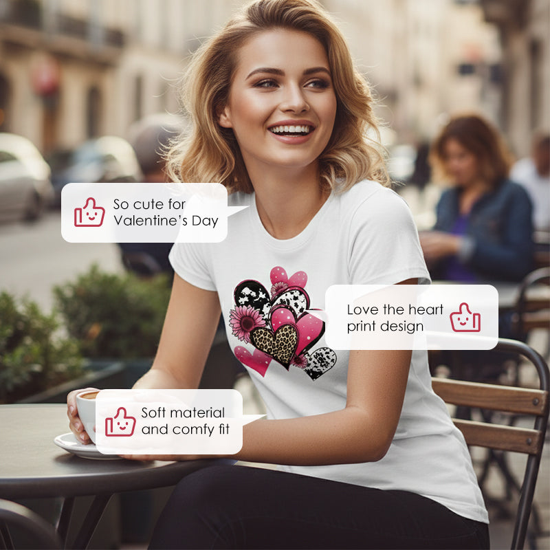 Valentine's Day Heart Print Couples T-Shirt