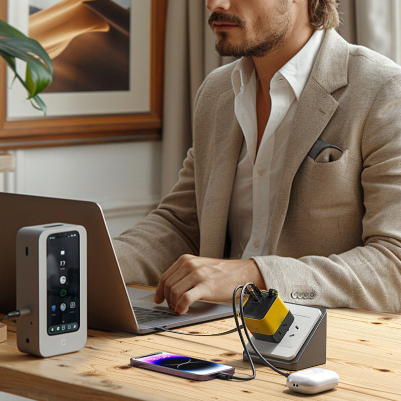 65W Fast Charging Phone Charger Block with Retractable 80cm Type-C Cable