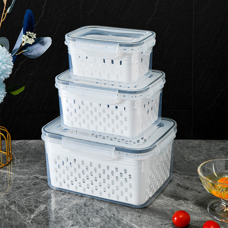 🥳2026 HOT SALE🥳💞50K+ SOLD!🧊🧺 50% OFF! 3-PC Fruit Container Set – Stop soggy fruit! Removable colander keeps produce crisp & fresh for days. Your fridge’s best friend. 🍓✨