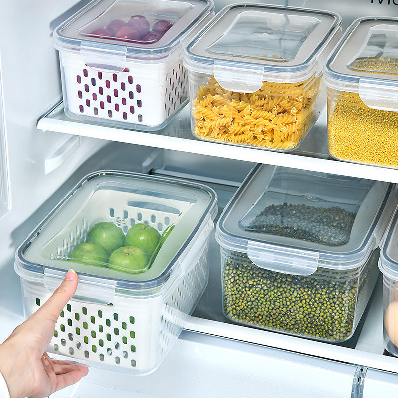 🥳2026 HOT SALE🥳💞50K+ SOLD!🧊🧺 50% OFF! 3-PC Fruit Container Set – Stop soggy fruit! Removable colander keeps produce crisp & fresh for days. Your fridge’s best friend. 🍓✨