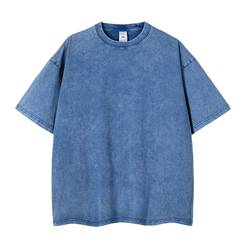 Loose Vintage Solid Color Short Sleeve Top