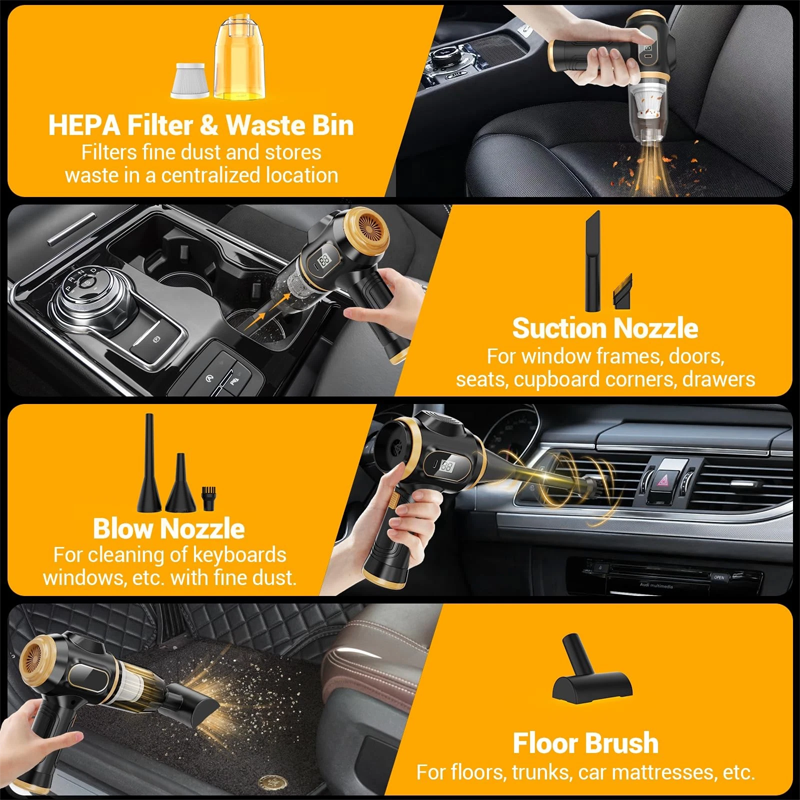 Cordless 4-in-1 Portable Car Vacuum Cleaner Set