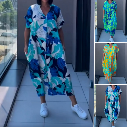 🌸 50% OFF NOW! 🌸Women's Casual Elegant Printed V-Neck Dress