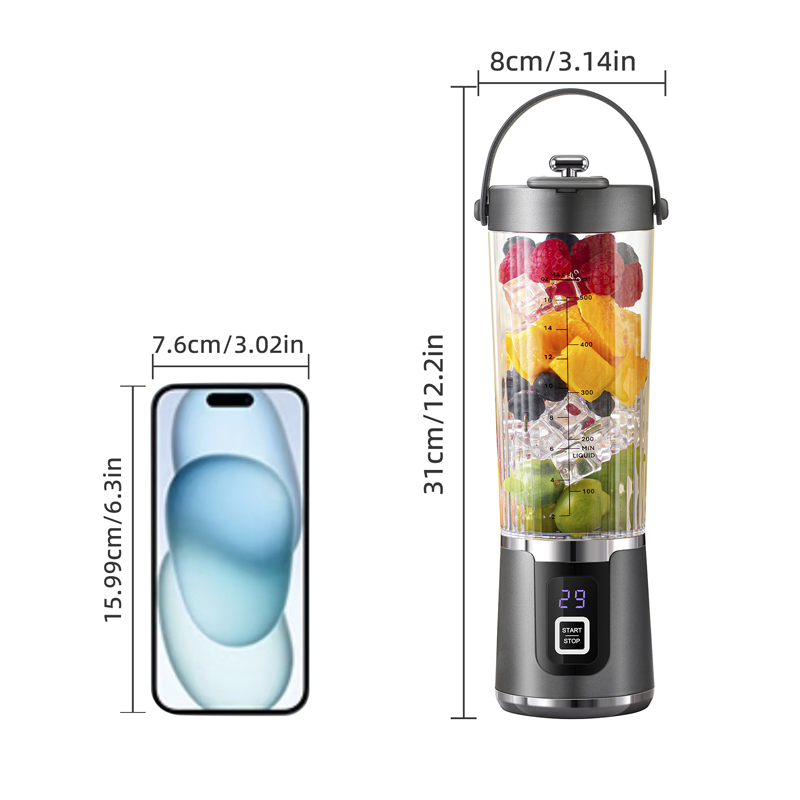 Cordless Portable Blender —Protein Shakes, Frozen Slushies, Crushed-Ice Cocktails, Frappes and Iced Lattes