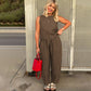 Women's Plaid Sleeveless Top & Wide Leg Pants Set