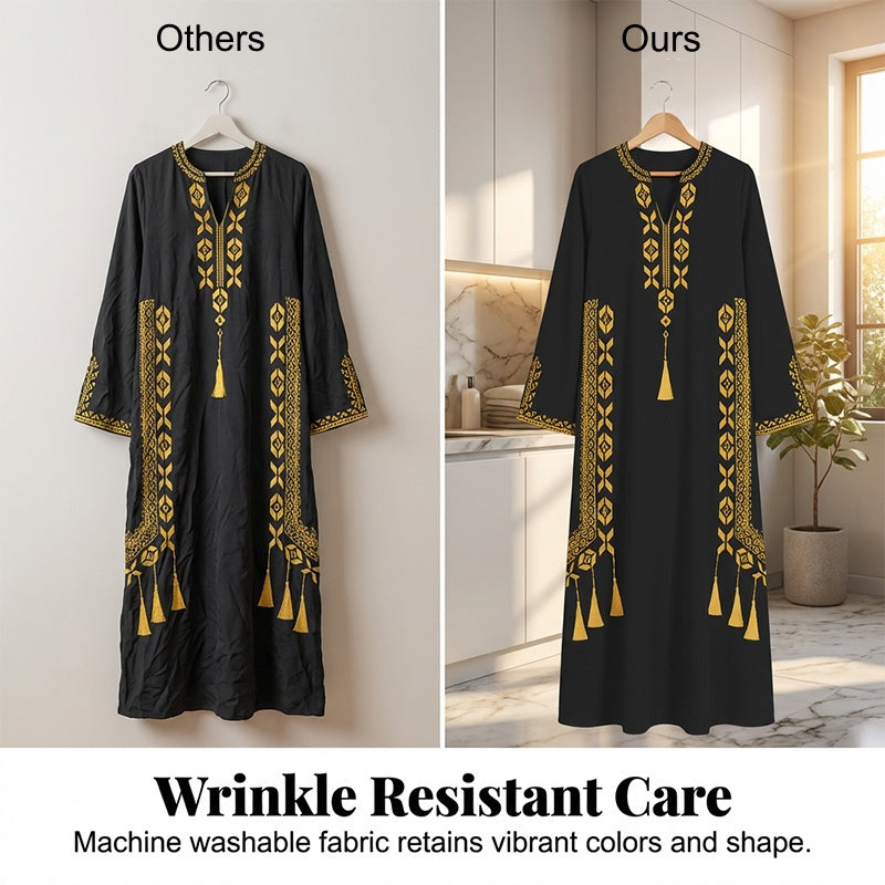 Women's Ethnic Print V-Neck Kaftan Dress