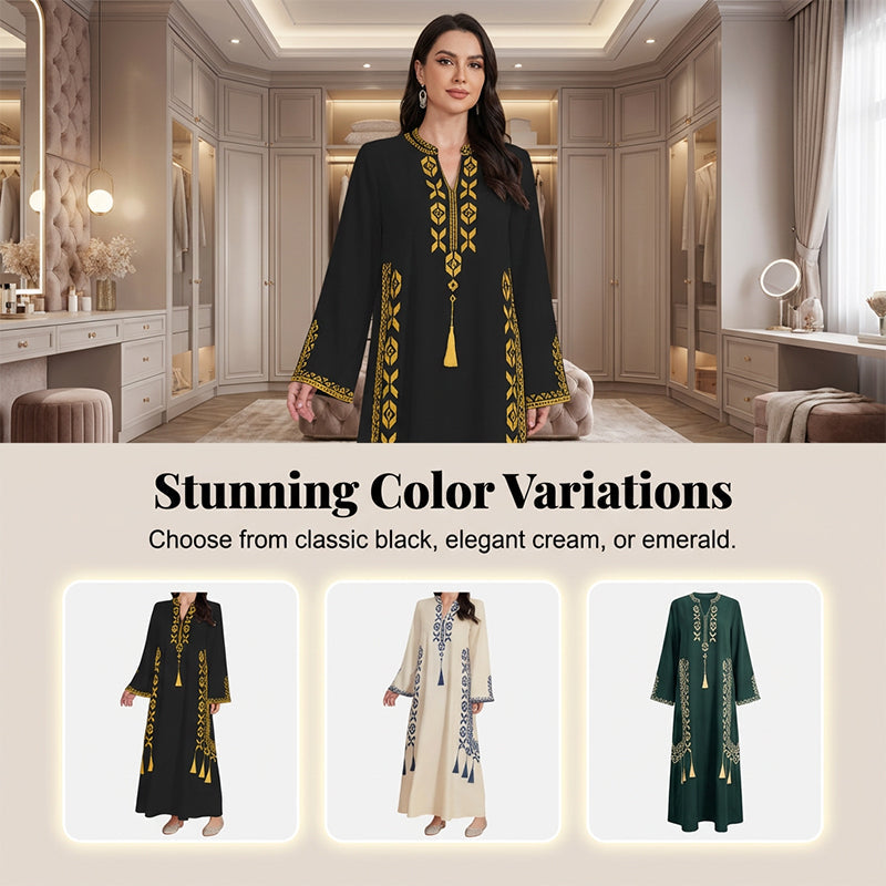 Women's Ethnic Print V-Neck Kaftan Dress