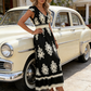 ⏳Limited-time 50% OFF⏰Women's V-Neck Baroque Print Flowy Maxi Dress👗