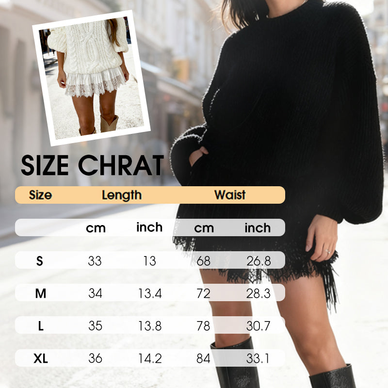 🔥 Hot sale 50% OFF🔥Chic Pleated Lace Trim Mini Skirt