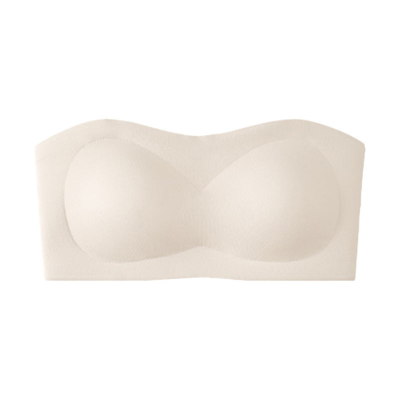 ⛱️Special Price ￡9.99!!💞Womens Strapless Bras Push Up Bandeau Bra Non Slip Wireless Supportive Padded Bras Seamless Comfortable Tube Jelly Bra