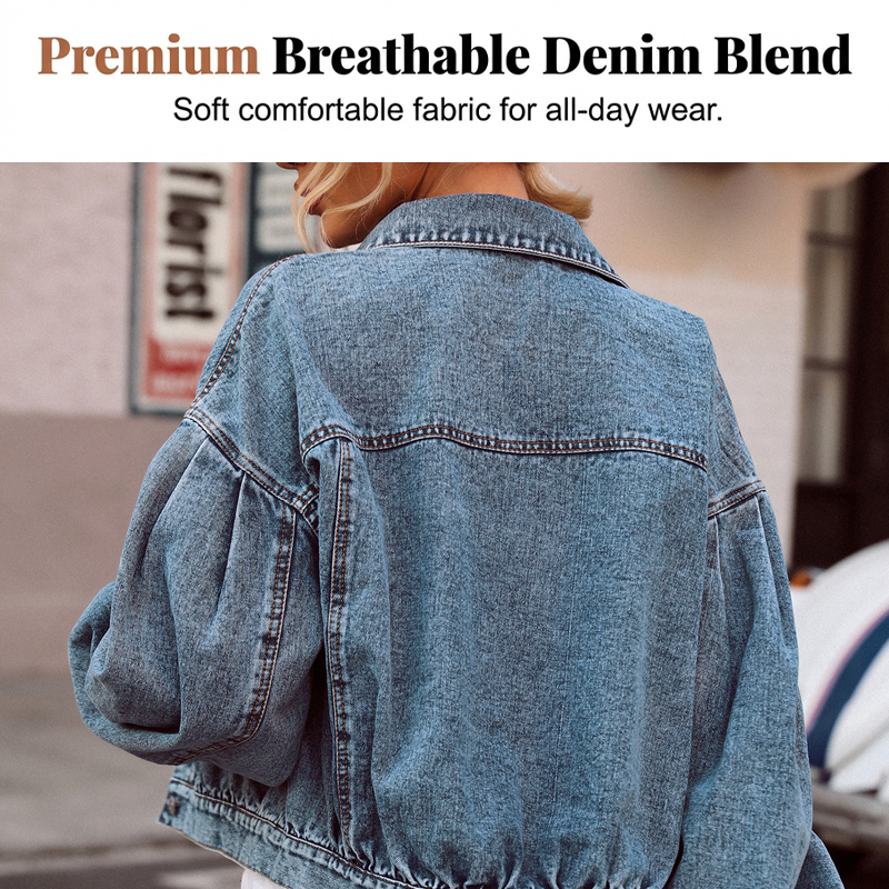 Women's Lantern Sleeve Denim Jacket