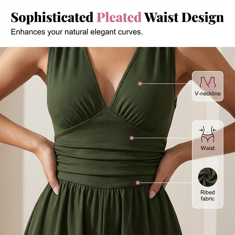 ⏳Time-Limited Special⏰Women's Sleeveless V-Neck Ruched Waist Romper