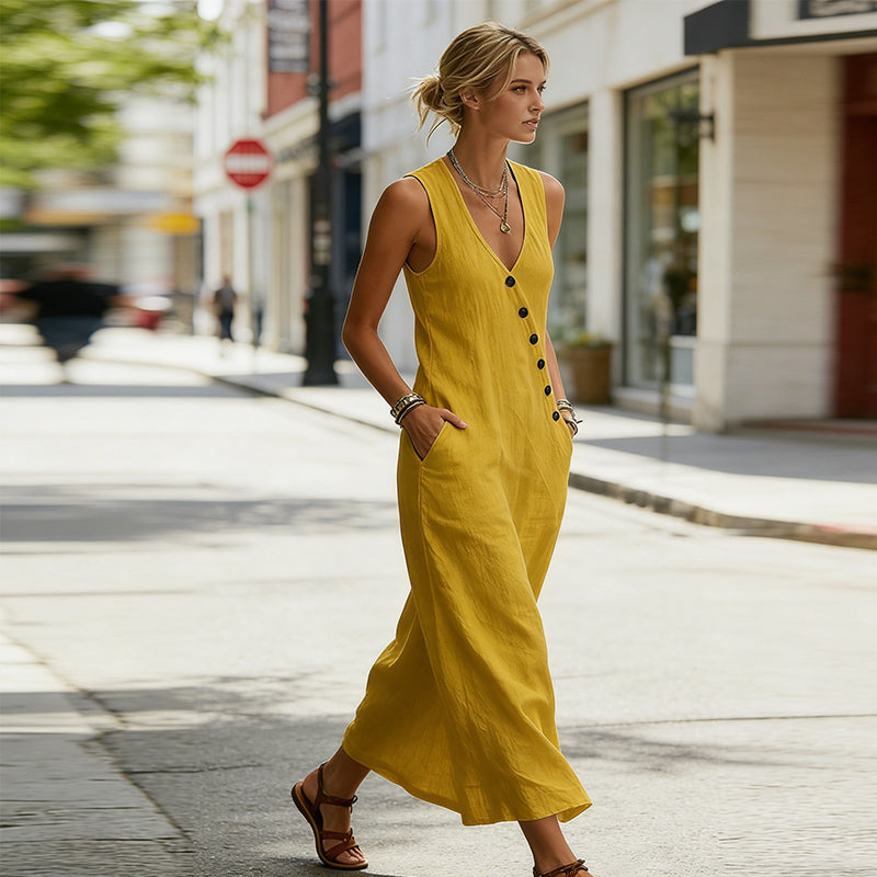 👗 50% OFF NOW! 🌼 2026 New Arrival –Women's Sleeveless V-Neck Maxi Dress with Pockets 🌸