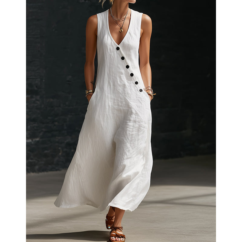 👗 50% OFF NOW! 🌼 2026 New Arrival –Women's Sleeveless V-Neck Maxi Dress with Pockets 🌸