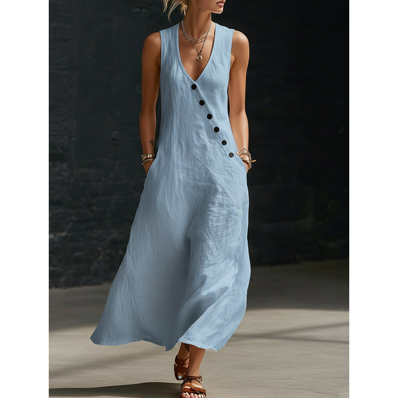 👗 50% OFF NOW! 🌼 2026 New Arrival –Women's Sleeveless V-Neck Maxi Dress with Pockets 🌸