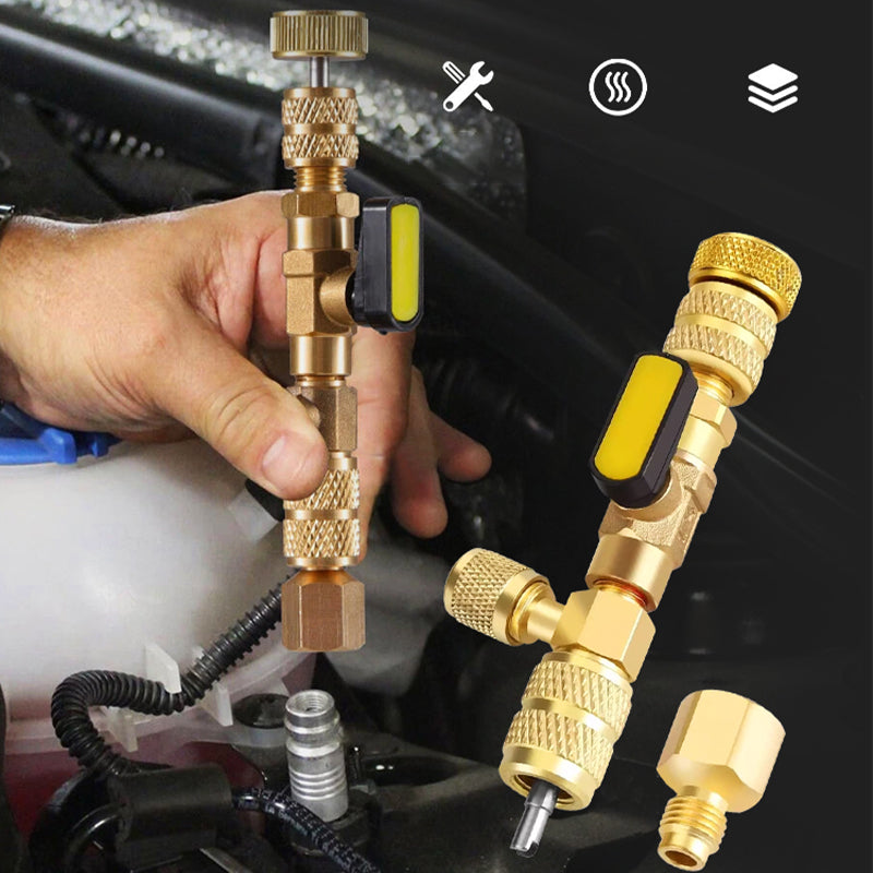 ❄️ 50% OFF NOW! 🔩 AC Valve Core Removal Tool – Dual SAE Ports, Solid Brass Build, Includes 10 Extra Cores 🔧