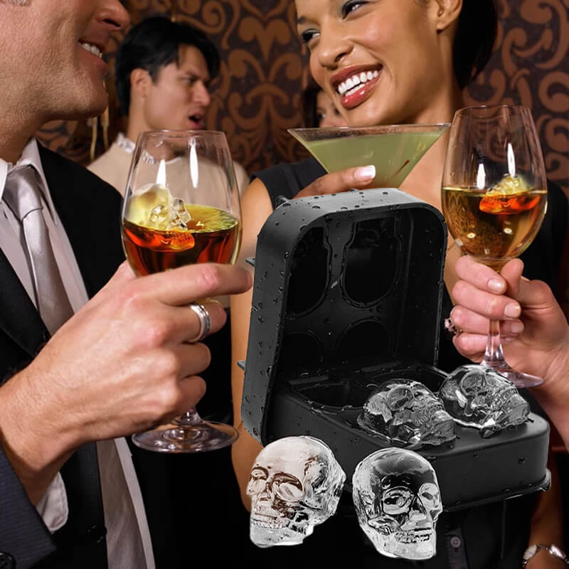 🧊 Special Price £8.99 ! 🔥Buy 2 Get 1 Free💀DIY Silicone Skull Ice Cube Tray – Giant Slow-Melt Skull for Whiskey & Cocktails – Food-Grade & Multi-Use Mold 🥃