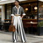 🎁New Arrival 50% OFF💥 Women's Striped Shirt & Wide-Leg Pants 2-Piece Set