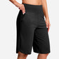 🩳50% OFF LIMITED TIME! ✨Women High Waist Bermuda Yoga Shorts with Side Pockets, Stretch Lightweight Knee-Length Athletic Shorts for Summer Daily & Travel
