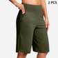🩳50% OFF LIMITED TIME! ✨Women High Waist Bermuda Yoga Shorts with Side Pockets, Stretch Lightweight Knee-Length Athletic Shorts for Summer Daily & Travel