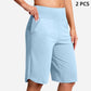🩳50% OFF LIMITED TIME! ✨Women High Waist Bermuda Yoga Shorts with Side Pockets, Stretch Lightweight Knee-Length Athletic Shorts for Summer Daily & Travel