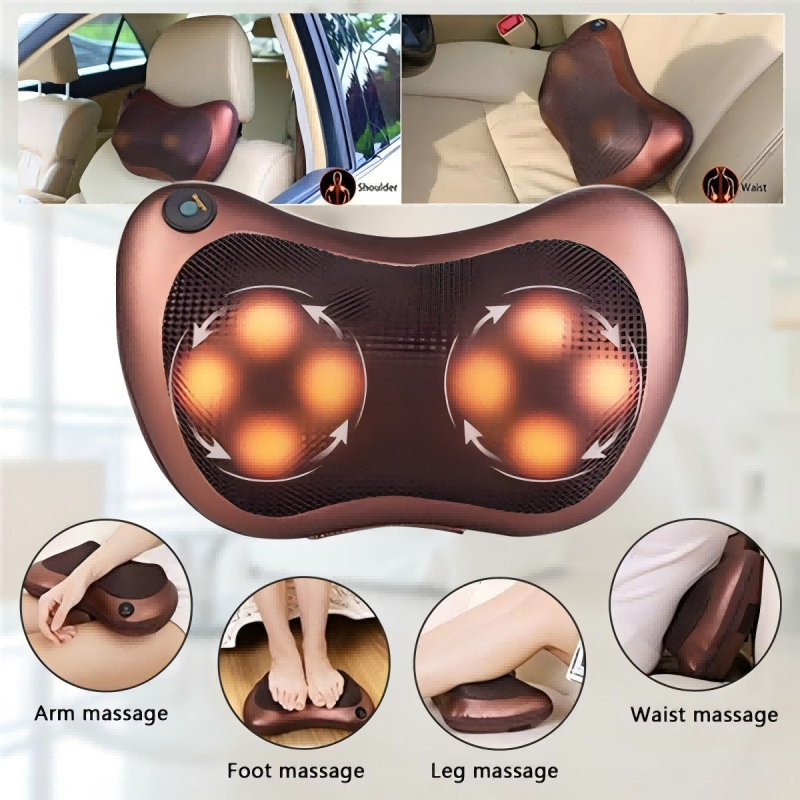 Neck and Back Massager Pillow with 3D Kneading and Heating