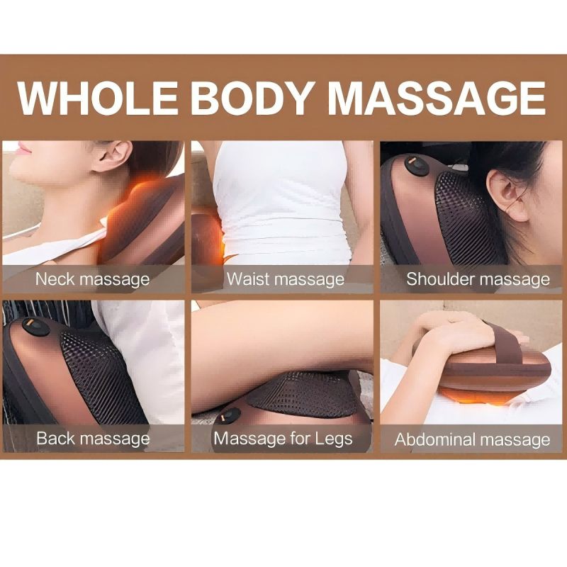 Neck and Back Massager Pillow with 3D Kneading and Heating