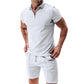 📢📢50% OFF !! ⏰ Summer Casual Zip-Neck Shirt & Shorts Set – Breathable, stylish & perfect for hot days – lightweight 2-piece comfort 🩳