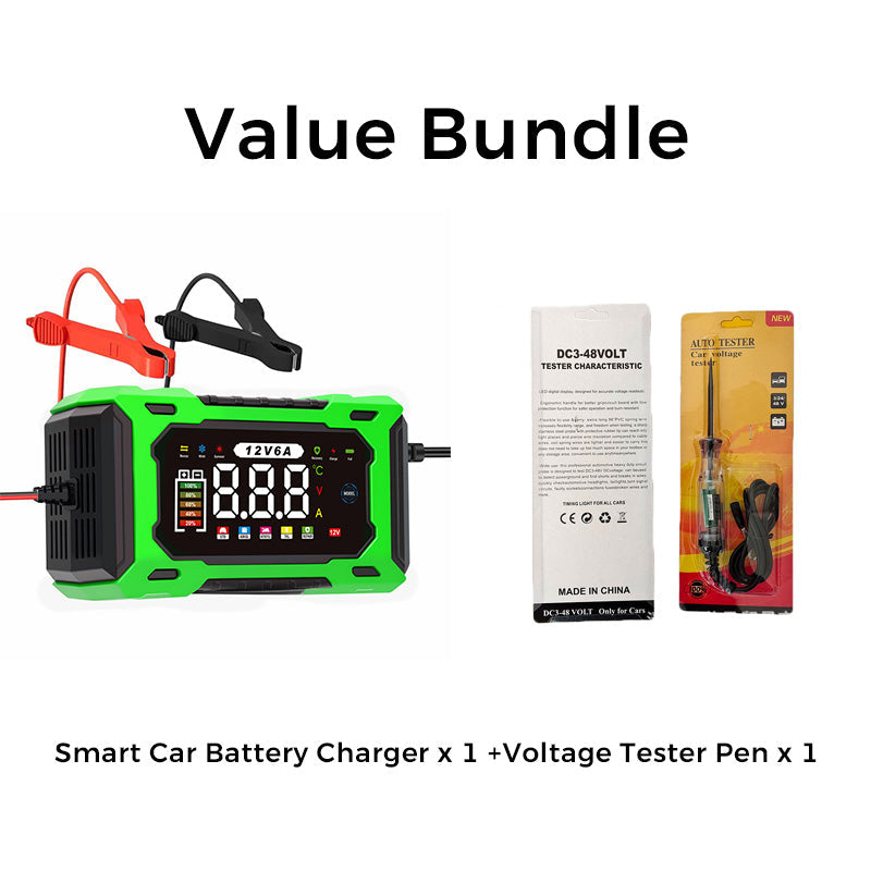 🔋 12V 6A Smart Car Battery Charger – Pulse Repair Technology, Auto Maintain & Desulfation 🚗⚡