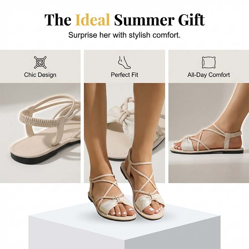 🏖️Limited time 60% OFF⏳👙Women's Criss-Cross Strap Flat Sandals