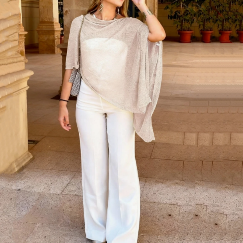 Women's Asymmetrical Cowl Neck Poncho Top