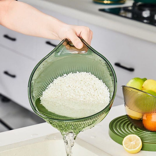 🍚 50% OFF! 🥣 Multipurpose Rice Washing Bowl Strainer with Handle