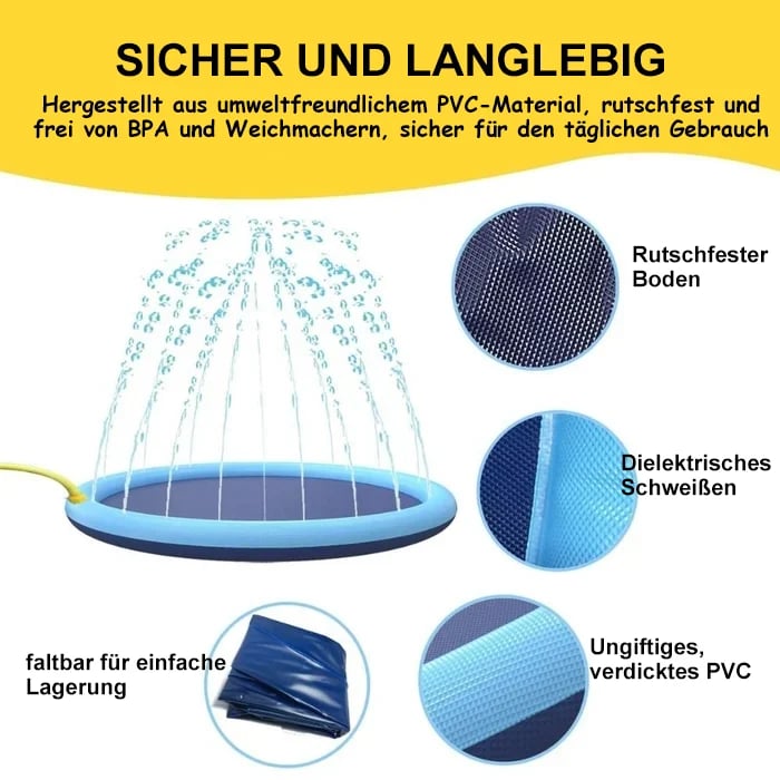 🏊SUMMER HOT SALE 50% OFF NOW! 🌊Foldable Dog Splash Pad🇬🇧 Big Sprinkler Mat for Garden & Beach 🌊☀️ | Non-Slip, Quick-Dry Play Pool for Dogs 🐾 | Folds Flat in Seconds! 🎒🐕