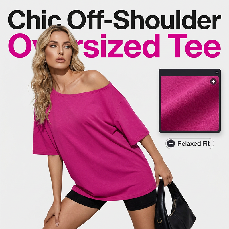 Women's Casual Off-Shoulder Oversized T-Shirt