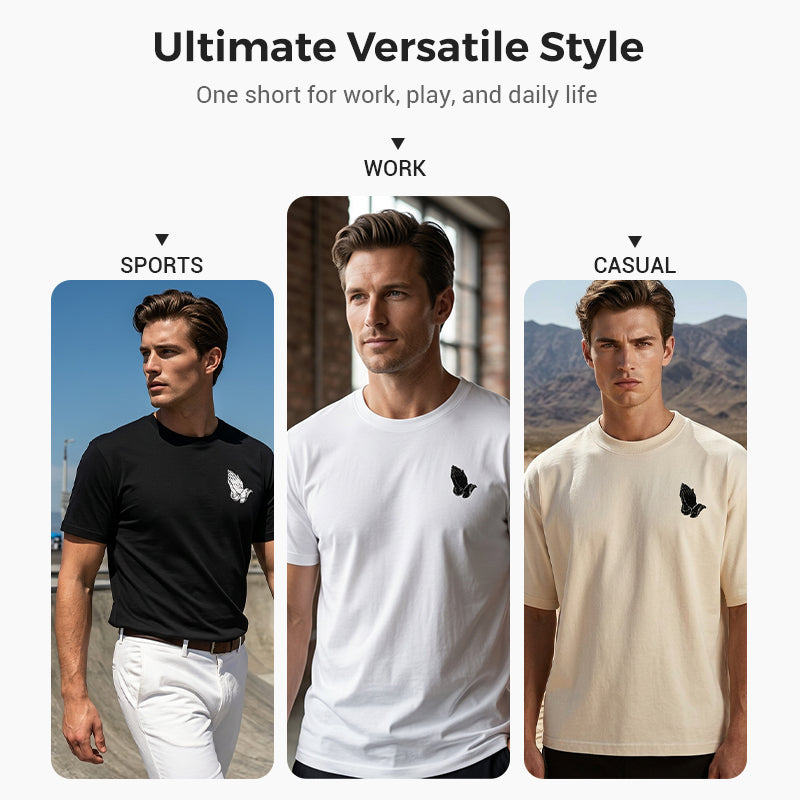 👕🙏Men's Praying Hands Graphic Tee – Cotton, Casual, Symbolic, Versatile ✨