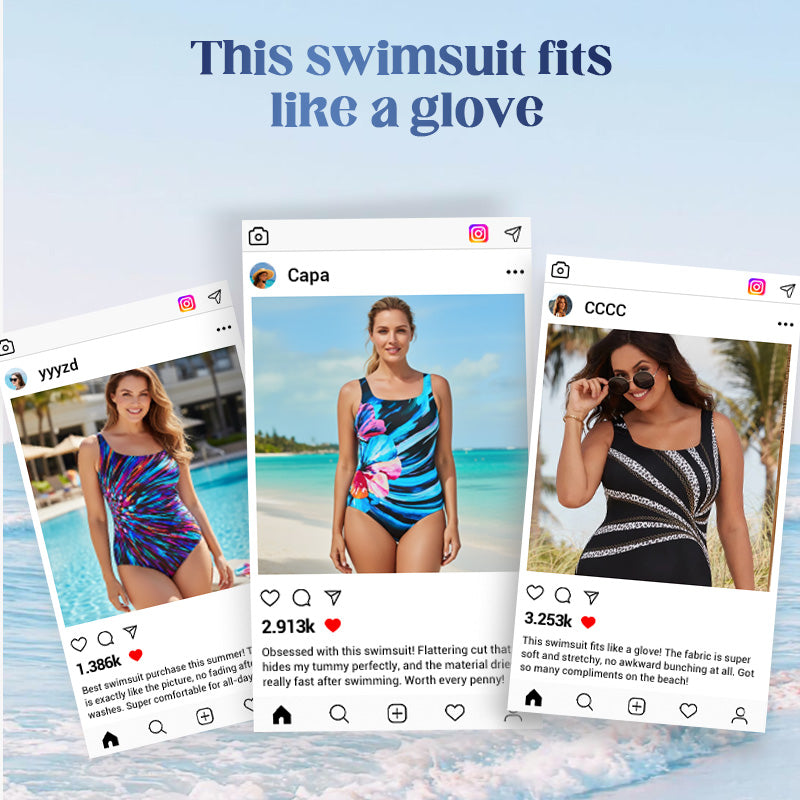 🏖️Summer Hot Sale ⚡50K+ SOLD!🩱🌊Fashion Printed One-Piece Swimsuit | Soft Stretch Fabric & Ruching Detail for an Instant Slimming Look