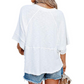 ☀️2026 HOT SALE 50% OFF💃🌸Women's Solid Color Splicing Loose Five Points Flare Sleeve T-Shirt