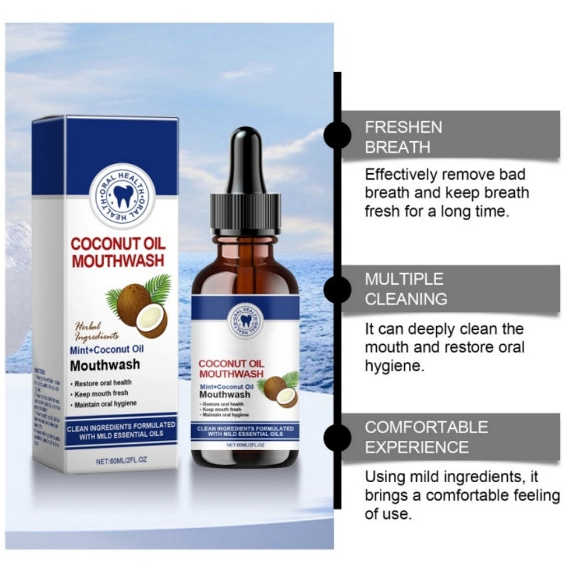 🔥BUY 1 GET 1 FREE⏰Only £9.99⌛Natural Coconut & Mint Oil Mouthwash Concentrate