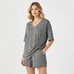 📢HOT SALE 50% OFF !! ⏰Women’s Summer Loungewear Set – Oversized V-Neck Top & Shorts 🌿☕