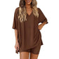 📢HOT SALE 50% OFF !! ⏰Women’s Summer Loungewear Set – Oversized V-Neck Top & Shorts 🌿☕