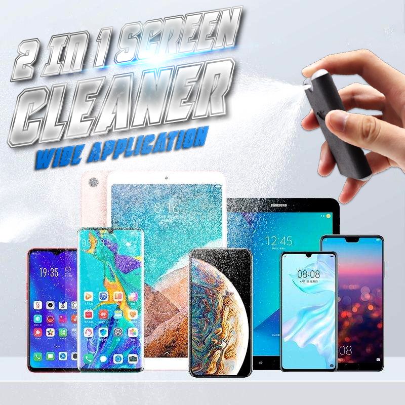 📢📢Buy 1 Get 1 Free !! ⏰2-in-1 Screen Cleaner & Microfiber Cloth: Spray & Wipe, No Residue, Portable