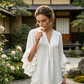 🌸 LIMITED-TIME 50% OFF! ✨ V-Neck Ruffled Sleeve Top – Flowy, Lightweight, Elegant Casual Blouse for Women 🌿