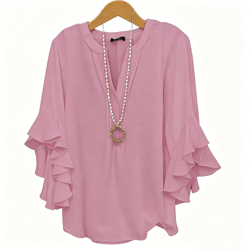 🌸 LIMITED-TIME 50% OFF! ✨ V-Neck Ruffled Sleeve Top – Flowy, Lightweight, Elegant Casual Blouse for Women 🌿