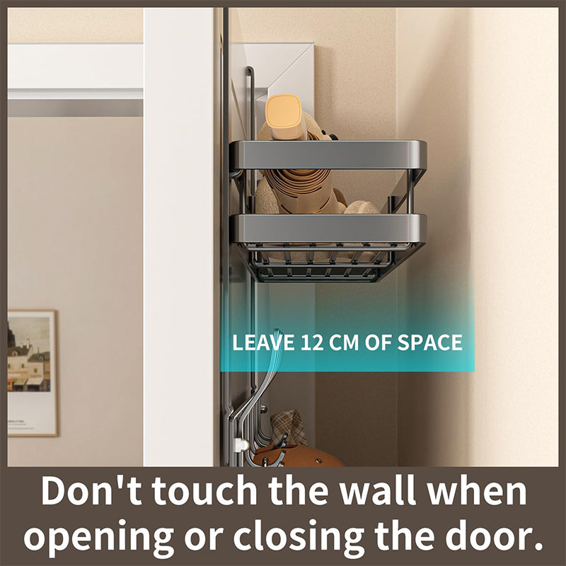 🪄50% OFF! ✨ Over The Door Hooks with Basket – Heavy-Duty, Tool-Free, 50lb Capacity 🪣
