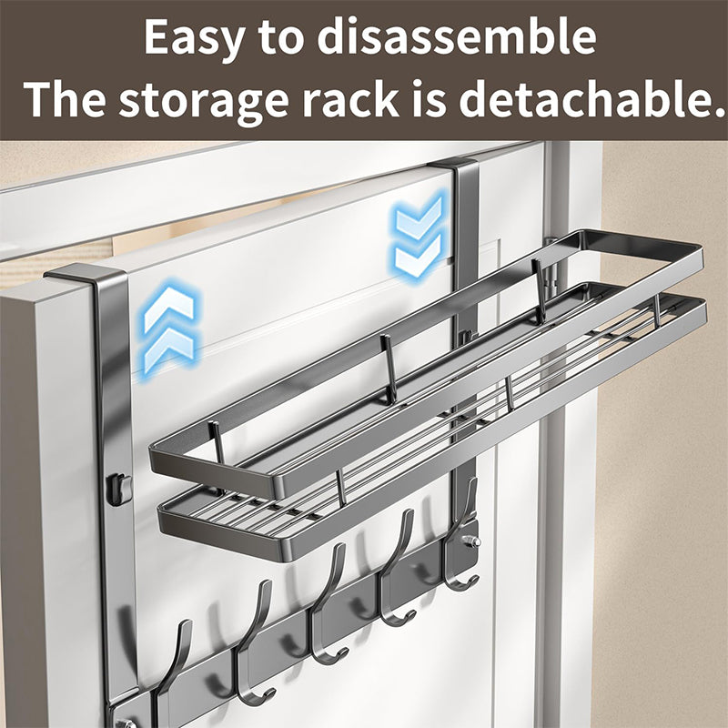 🪄50% OFF! ✨ Over The Door Hooks with Basket – Heavy-Duty, Tool-Free, 50lb Capacity 🪣