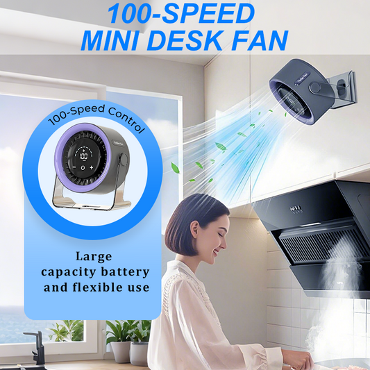 🏆[Heatwave Essential] Desk Fan with LED Display USB Powered Portable 100 Speeds 120' Tilt Quiet Long Battery Life Oscillating Table Fan for Bedroom Office Home Camping