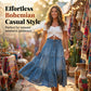 Women's High Waisted Tiered A-Line Denim Maxi Skirt